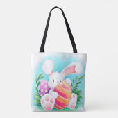 Sac fourre-tout mignon à l'aquarelle | de lapin de (Dos)