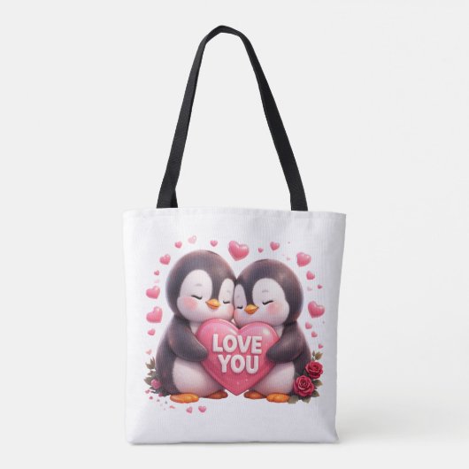 Sac fourre-tout mignon en 3D avec manchots d'amour (Dos)