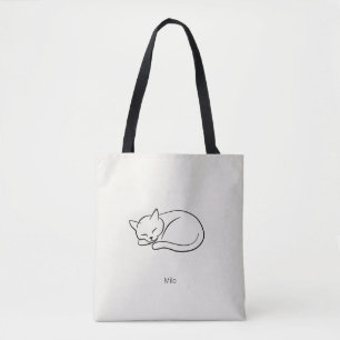 Sac fourre-tout minimaliste avec chat endormi pers