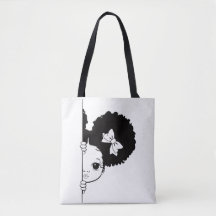 Sac fourre-tout minimaliste avec une fille afro mi