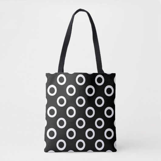 Sac fourre-tout moderne en cercles noirs et blancs (Devant)