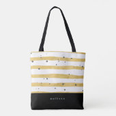 Sac fourre-tout moderne Gold Stried & Black Dots (Dos)