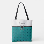 Sac fourre-tout moderne luxe monogramme sarcelle (Dos)