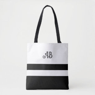 Sac fourre-tout Monogramme à rayures noir et blanc