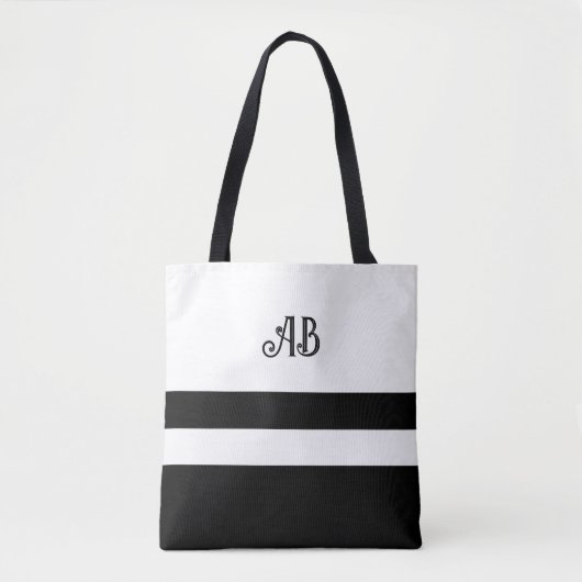Sac fourre-tout Monogramme à rayures noir et blanc (Devant)