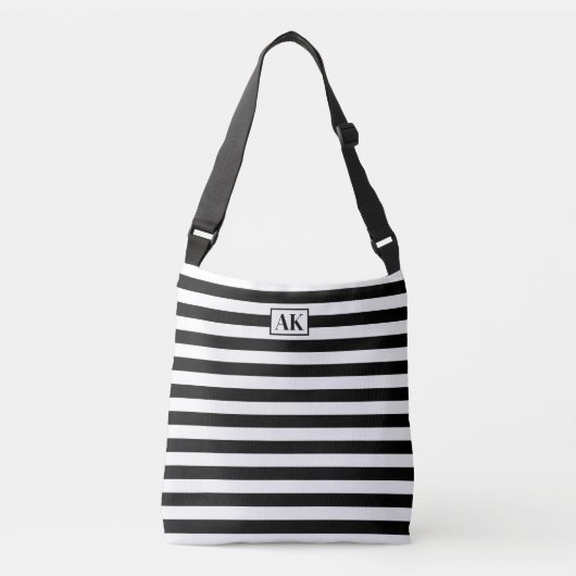 Sac fourre-tout Monogramme à rayures noir et blanc (Devant)