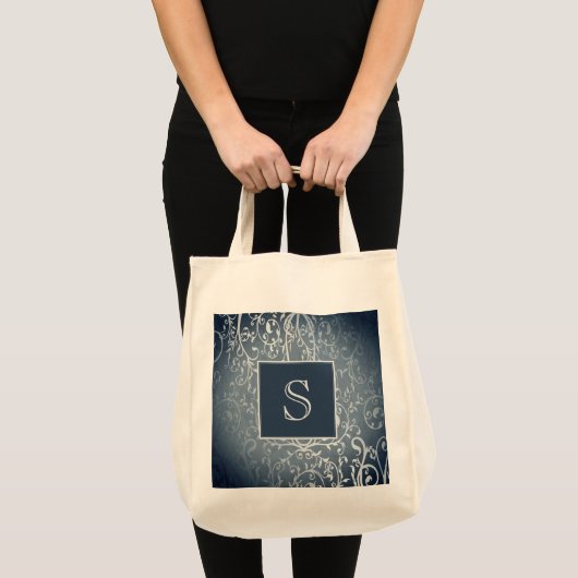 Sac fourre-tout Monogramme bleu élégant (Devant (produit))