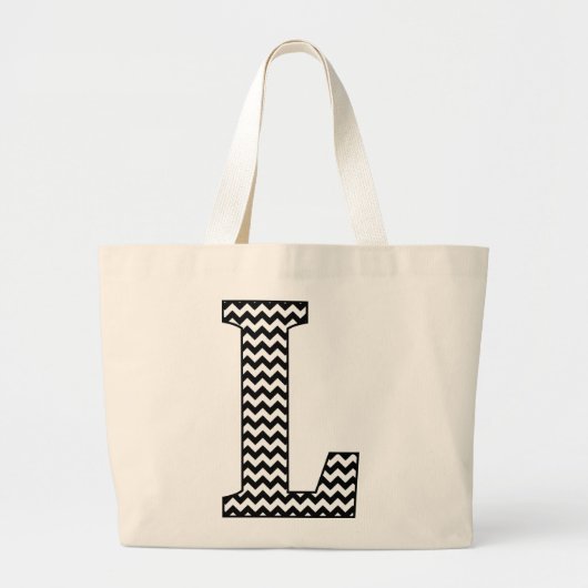Sac fourre-tout Monogramme Chevron "L" noir et bla (Devant)