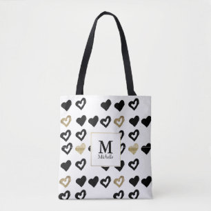 Sac fourre-tout Monogramme Coeur Noir & Or