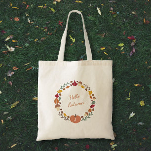 Sac fourre-tout Monogramme de couronne d'automne
