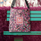 Sac fourre-tout monogramme de pêche rose rouge à m
