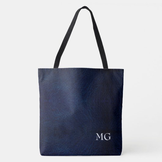Sac fourre-tout Monogramme en cuir bleu Marine Fau (Devant)