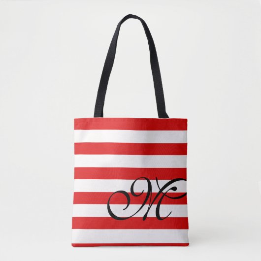 Sac fourre-tout Monogramme et rayures - Rouge (Devant)