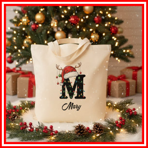 Sac fourre-tout Monogramme Famille Noël Cerfs Chap