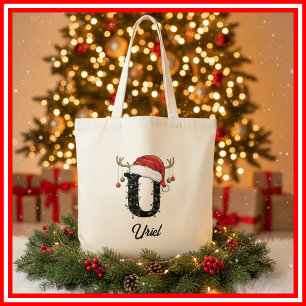 Sac fourre-tout Monogramme Famille Noël Cerfs Chap