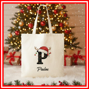 Sac fourre-tout Monogramme Famille Noël Cerfs Chap