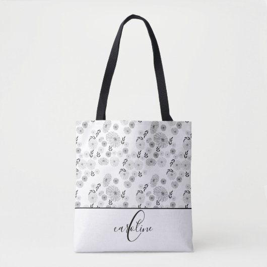 Sac fourre-tout Monogramme Fleur sauvage Doodles (Devant)