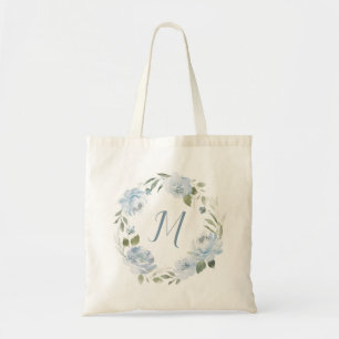 Sac fourre-tout monogramme floral bleu poussiéreux