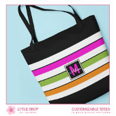 Sac fourre-tout Monogramme moderne Rainbow Stripes