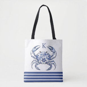 Sac fourre-tout monogramme nautique côtier au crab
