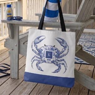 Sac fourre-tout monogramme nautique côtier au crab