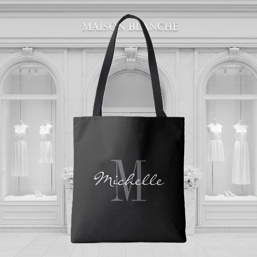 Sac fourre-tout monogramme noir et blanc glamour
