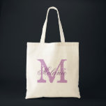 Sac fourre-tout monogramme personnalisé | lavande<br><div class="desc">Sac fourre-tout monogramme de nom personnalisé | lavande violet / couleur lilas. Design élégant de logo avec des initiales monogrammées. Idée cadeau vintage pour mariée,  filles de fleurs,  bonne d'honneur et demoiselles d'honneur en mariage.</div>