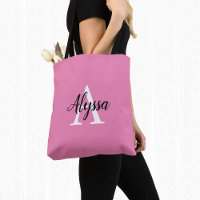 Sac fourre-tout Monogramme personnalisé rose éléga