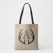 Sac fourre-tout Monogrammé Rustique Burlap Deer An (Devant)