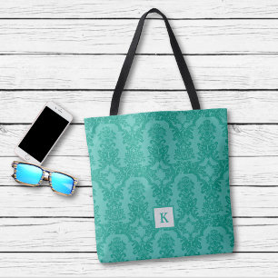 Sac fourre-tout Monogramme Turquoise bleu lisse