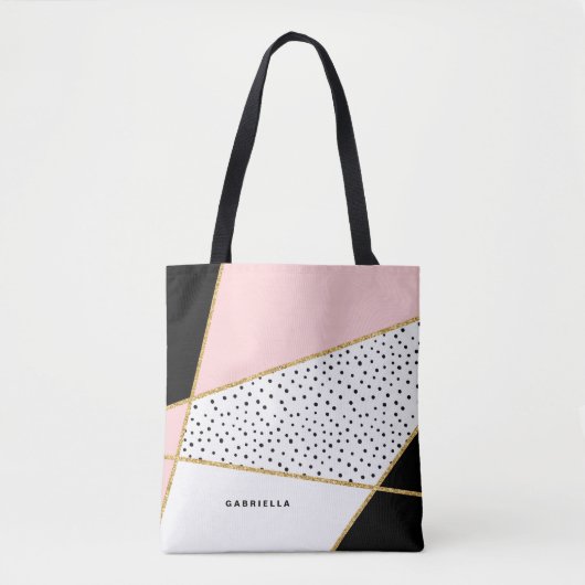 Sac fourre-tout Motif Abstrait rose et noir chic (Devant)