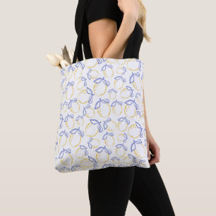Sac fourre-tout Motif au citron tiré à la main