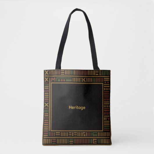Sac fourre-tout Motif Kente Gold Africain (Devant)