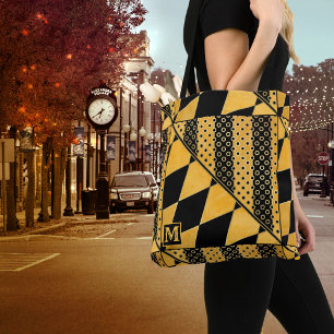 Sac fourre-tout Motif noir Monogram Gold
