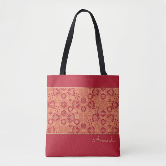 Sac fourre-tout motif rouge et orange (Devant)