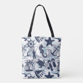 Sac fourre-tout Nautical Beach Motif Navy ID839 (Dos)