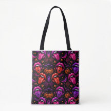 Sac fourre-tout Neon Halloween Lèvres et Langue