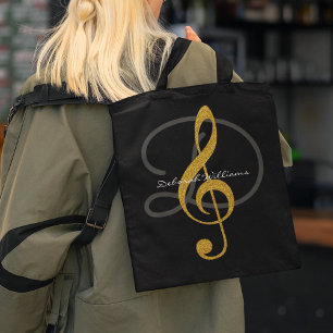 Sac fourre-tout noir avec son nom et clé à trois