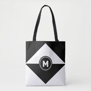 Sac fourre-tout noir et blanc abstrait moderne