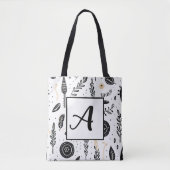 Sac fourre-tout noir et blanc Boho Basic (Devant)