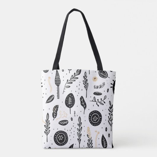Sac fourre-tout noir et blanc Boho Basic (Dos)