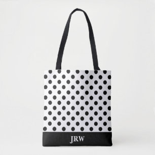 Sac fourre-tout noir et blanc fait sur commande à