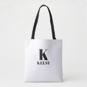 Sac fourre-tout noir et blanc monogramme et nom (Devant)