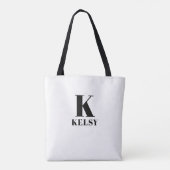 Sac fourre-tout noir et blanc monogramme et nom (Dos)