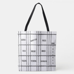 Sac fourre-tout noir et blanc Plus de poulet