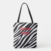 Sac fourre-tout noir et blanc Zebra Print (Dos)