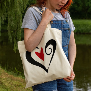 Sac fourre-tout Noir Et Coeur Rouge