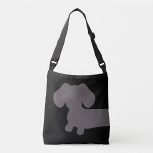 Sac fourre-tout noir et gris à teckel