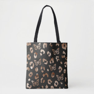 Sac fourre-tout noir léopard des papillons