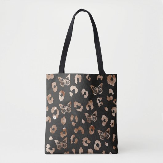 Sac fourre-tout noir léopard des papillons (Devant)